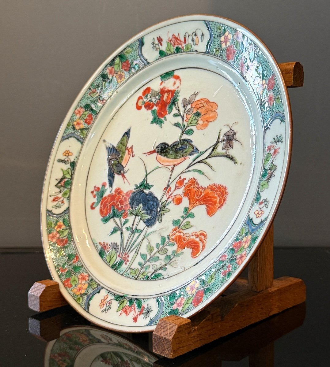 China, Famille Verte Porcelain Plate Kangxi Period (1661 - 1722)-photo-4