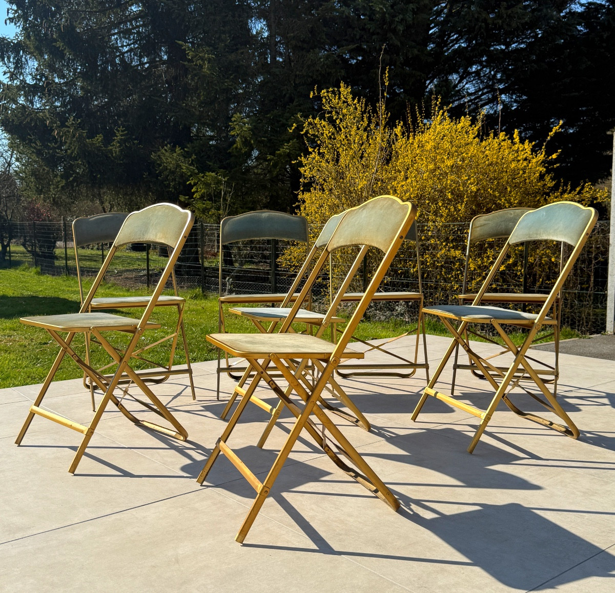 Suite De 8 Chaises De Théâtre Pliantes Circa 1970-photo-2