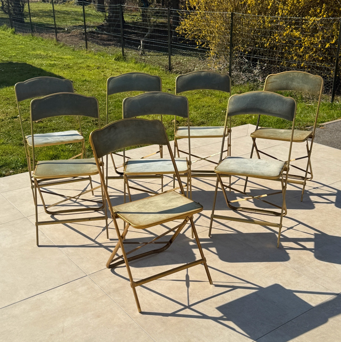 Set Of 8 Folding Theater Chairs Circa 1970-photo-3