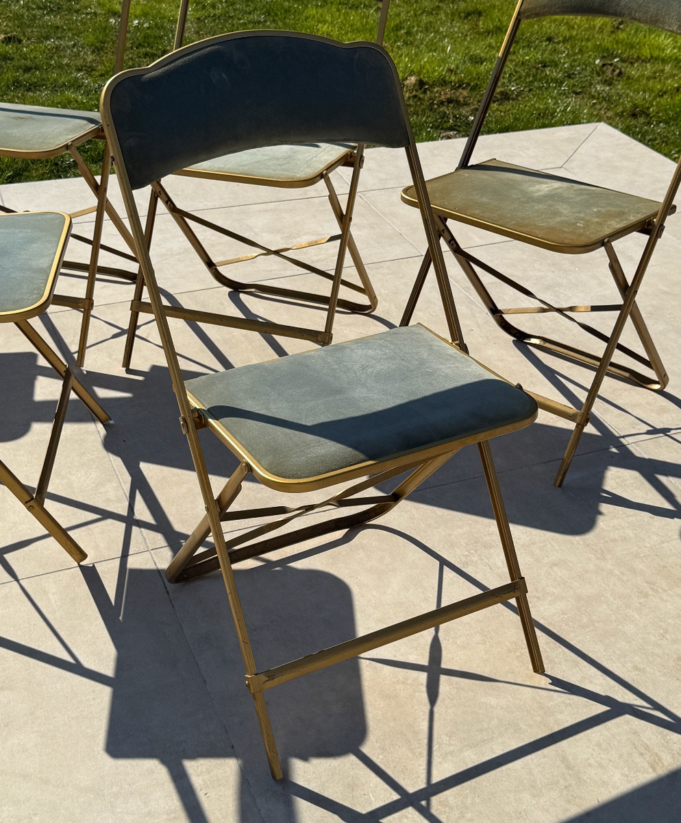 Set Of 8 Folding Theater Chairs Circa 1970-photo-4