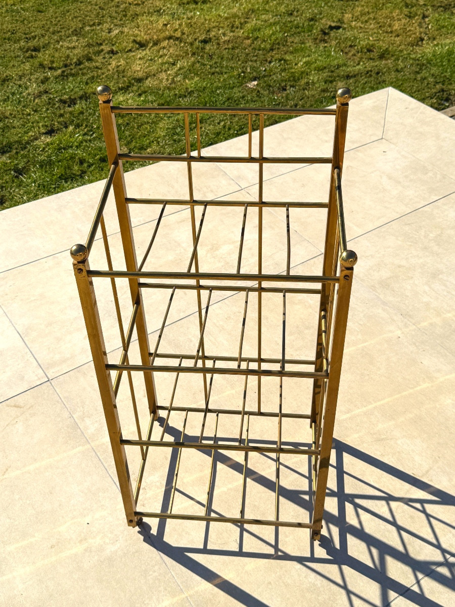 Gilded Brass Magazine Rack Circa 1900-photo-1