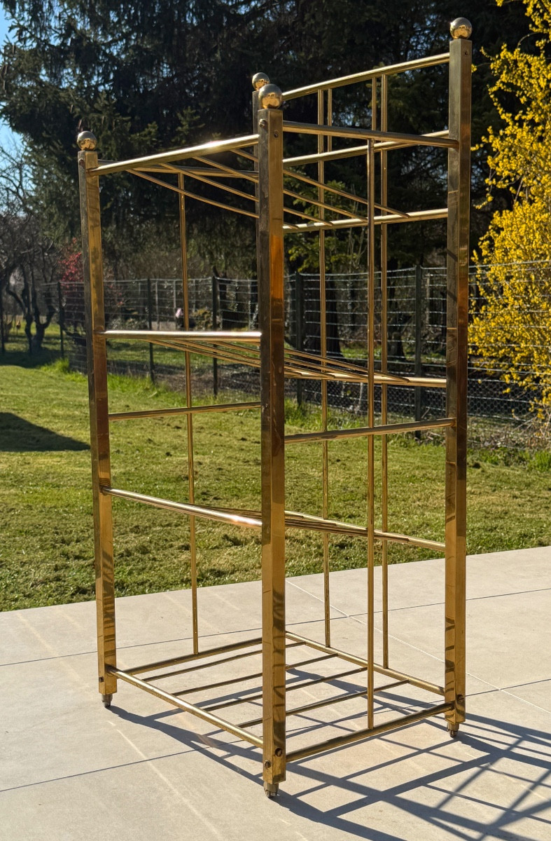 Gilded Brass Magazine Rack Circa 1900-photo-2