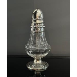 Charles Forgelot, Saupoudreuse A Sucre Cristal Grave Et Argent Massif Minerve 1901/1928