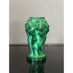 Heinrich Hoffmann, Art Deco Vase Decorated With Malachite Bacchantes (1875 - 1938)