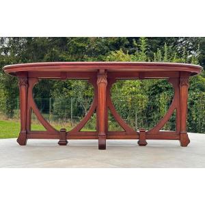 Samaritaine Paris Art Nouveau Mahogany Dining Table