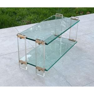 Table Basse Verre Et Plexi Circa 1970