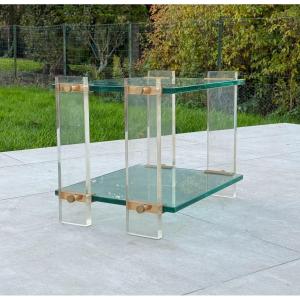 Glass And Plexi Side Table Circa 1970