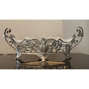 Silver Metal And Crystal Jardiniere, Wmf, Art Nouveau Period