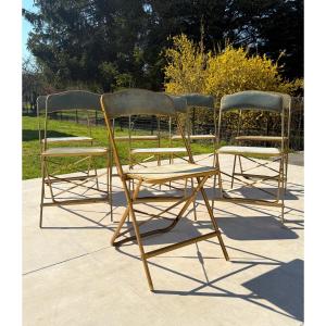 Set Of 8 Folding Theater Chairs Circa 1970