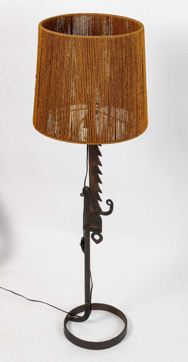 Lampe de Table Vintage 1960 en Fer Forgé - Design Sculptural Inspiré par Picasso, Art Populaire-photo-4