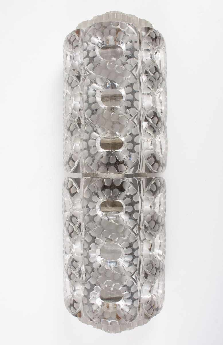 Set Of 3 "séville" Lalique Crystal Wall Sconces | 1947 | Luxury Lighting | Elegant Design-photo-2