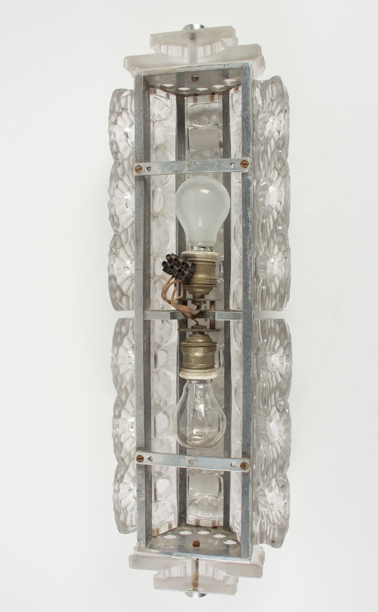 Set Of 3 "séville" Lalique Crystal Wall Sconces | 1947 | Luxury Lighting | Elegant Design-photo-4