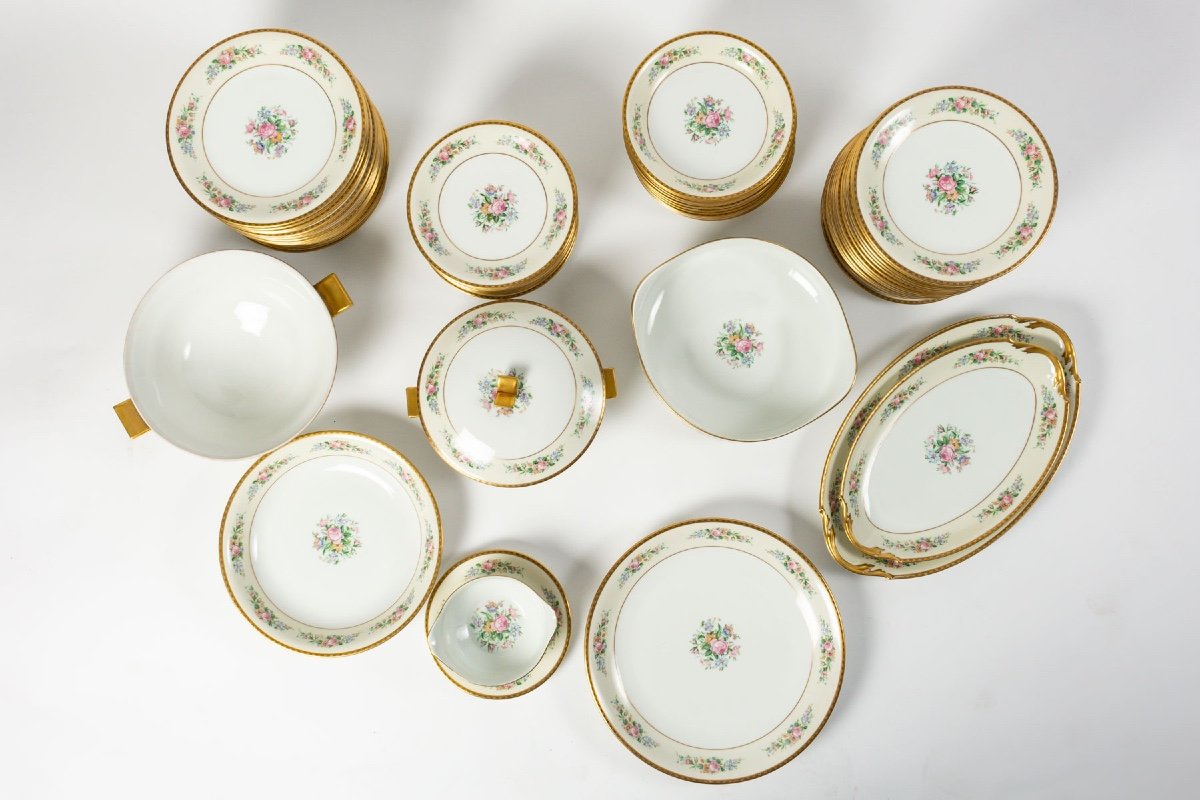 Special Promotion 50% Off | Dinner Service, Vintage Limoges Porcelain | 54 Pieces For 12 People-photo-2