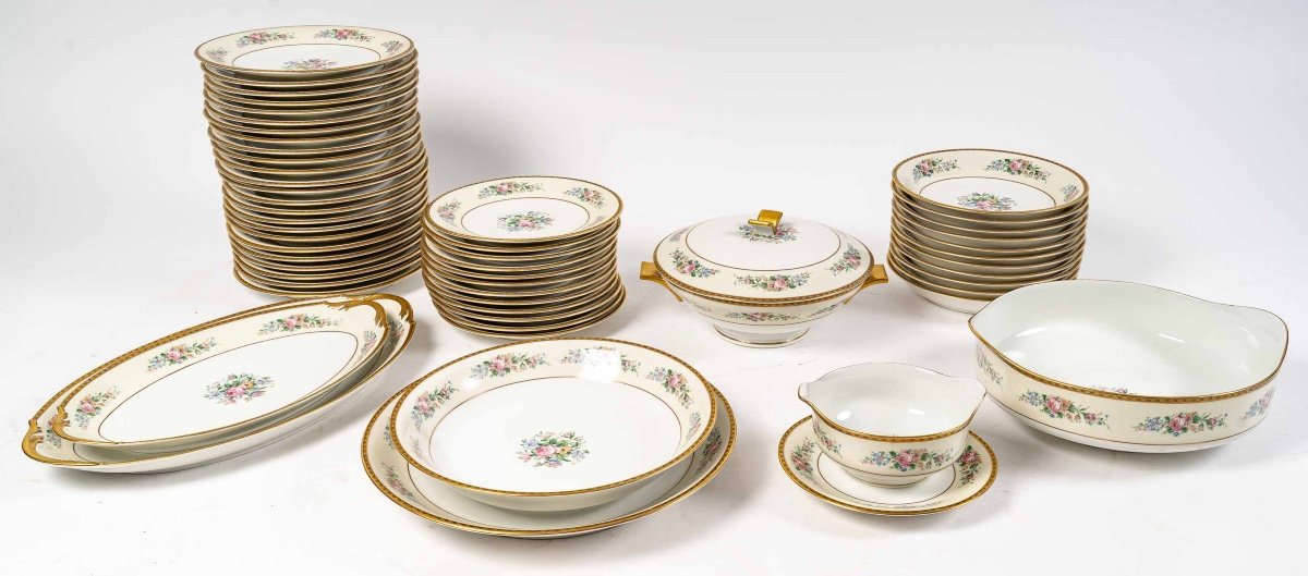 Promotion Spéciale -50 \%| Service De Table, Porcelaine Limoges Vintage| 54 Pièces Pour 12 Pers