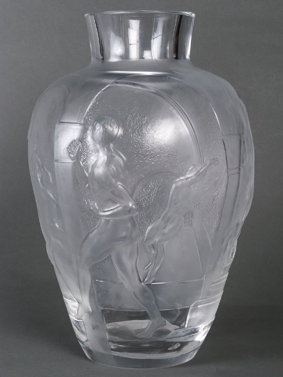 Vase En Cristal "les Eléens" - Marie-claude Lalique (1994) Hommage Aux Jeux Olympiques, 48 Cm-photo-2