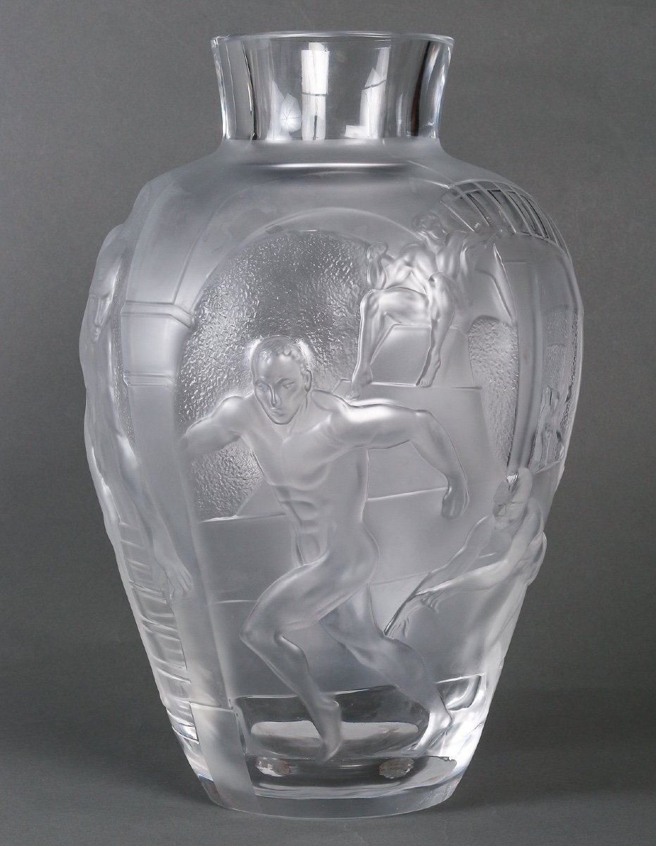 Vase En Cristal "les Eléens" - Marie-claude Lalique (1994) Hommage Aux Jeux Olympiques, 48 Cm-photo-4