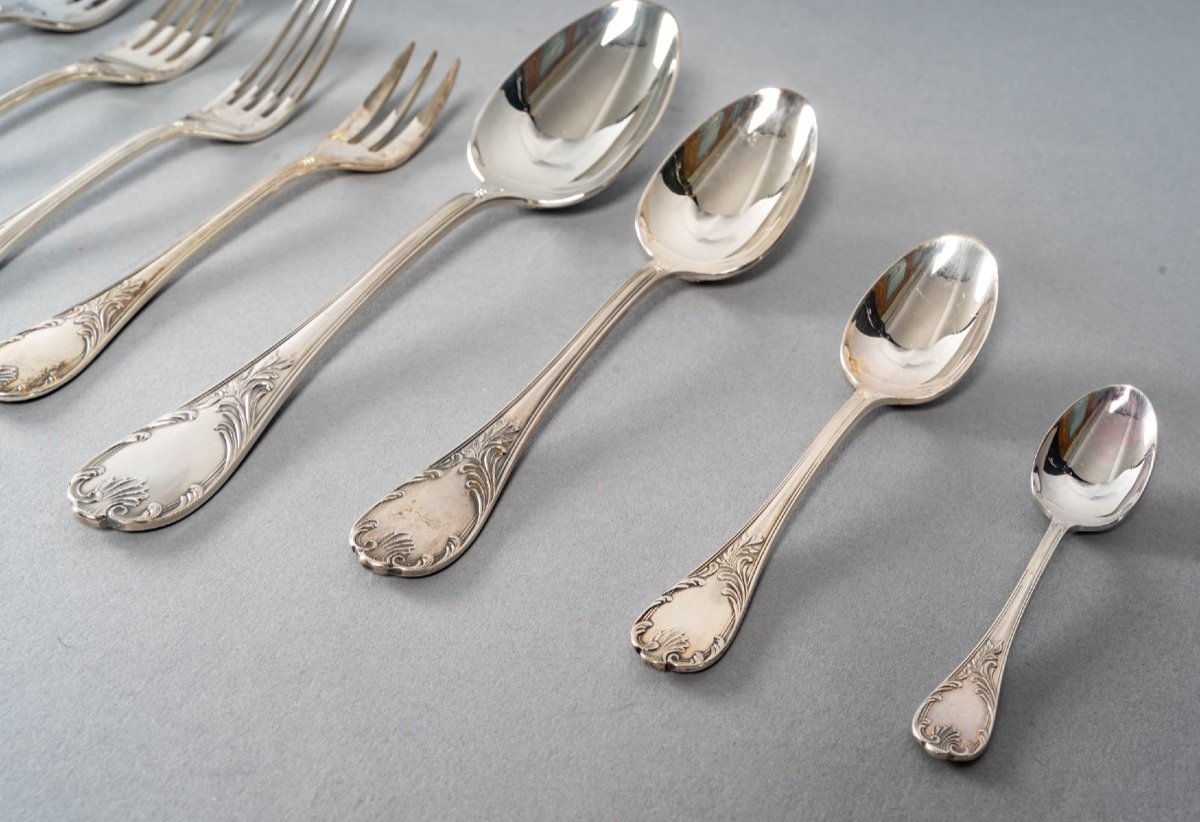 Christofle Marly Silver Plated Cutlery Set | For 12 People | 144 Pieces | Excellent Condition-photo-2