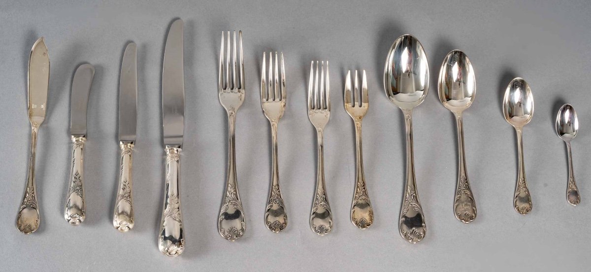 Christofle Marly Silver Plated Cutlery Set | For 12 People | 144 Pieces | Excellent Condition