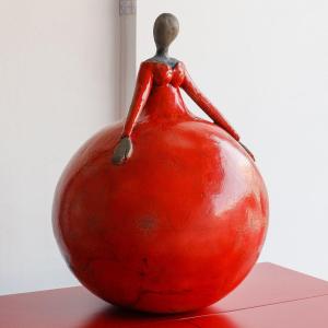 Sculpure en terre cuite Raku