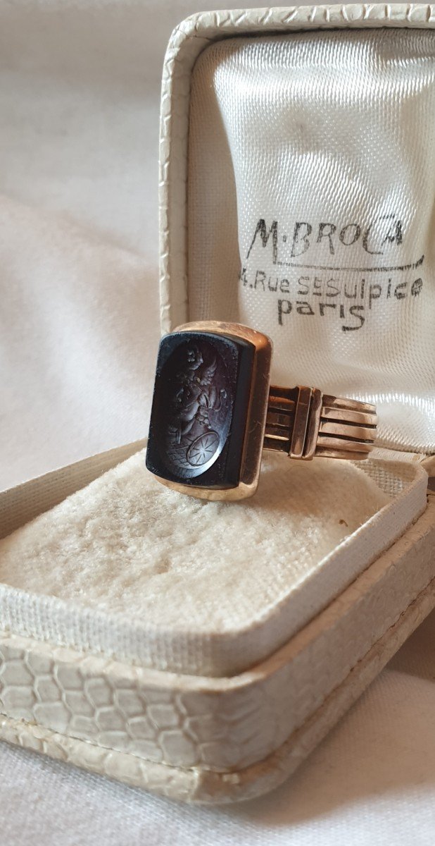 Bague D Homme En Or Et Intaille En Agate 19 ème Siècle -photo-2