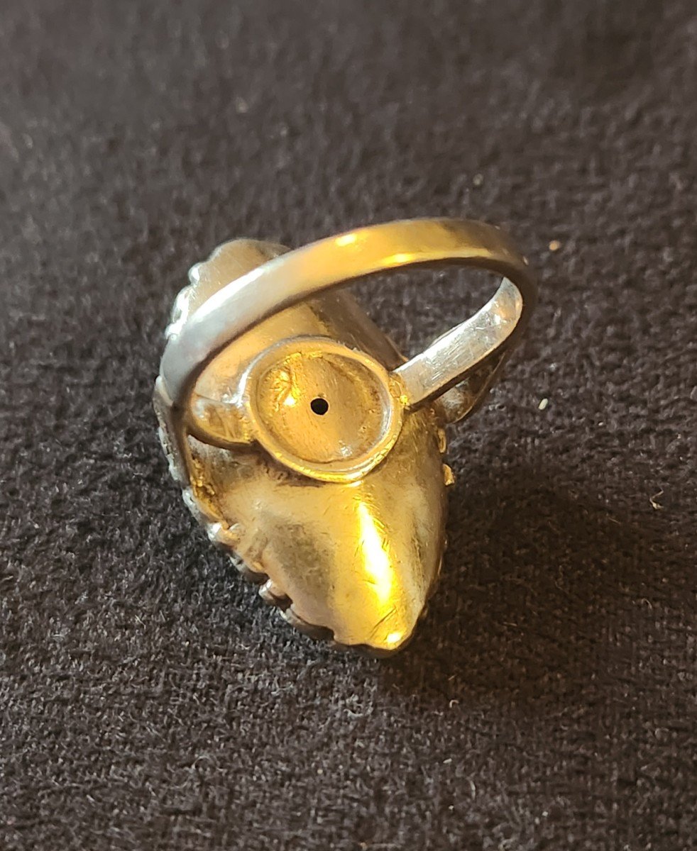 Bague Marquise En Argent Et Or 19 ème Siècle -photo-4