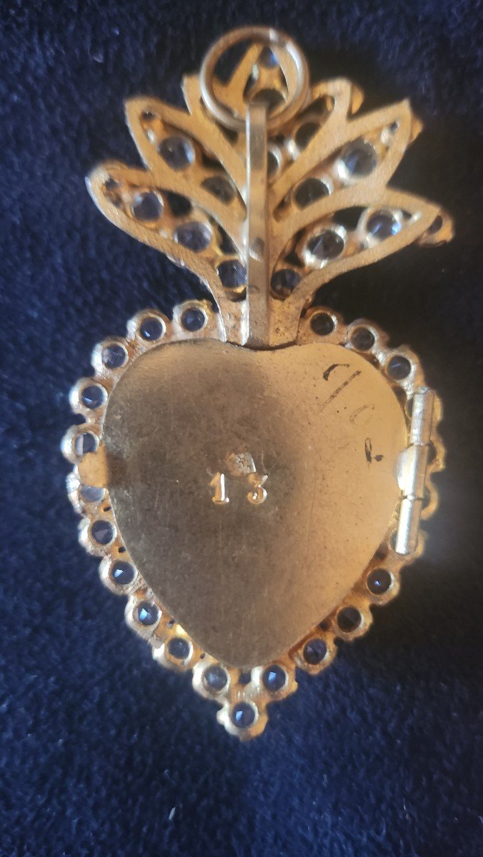 Pendentif Reliquaire Cœur De Marie 19 ème Siècle -photo-2