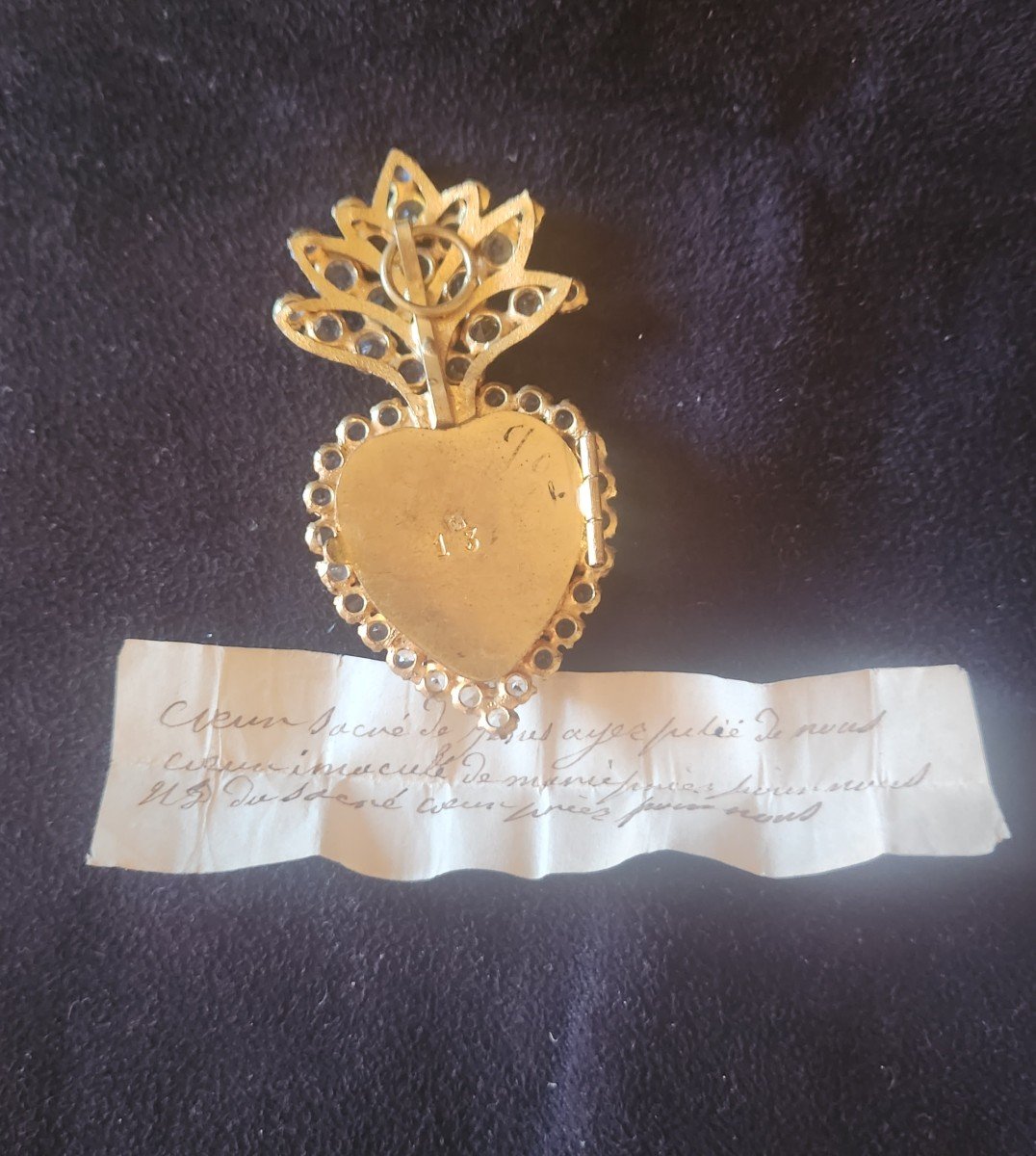 Pendentif Reliquaire Cœur De Marie 19 ème Siècle -photo-4