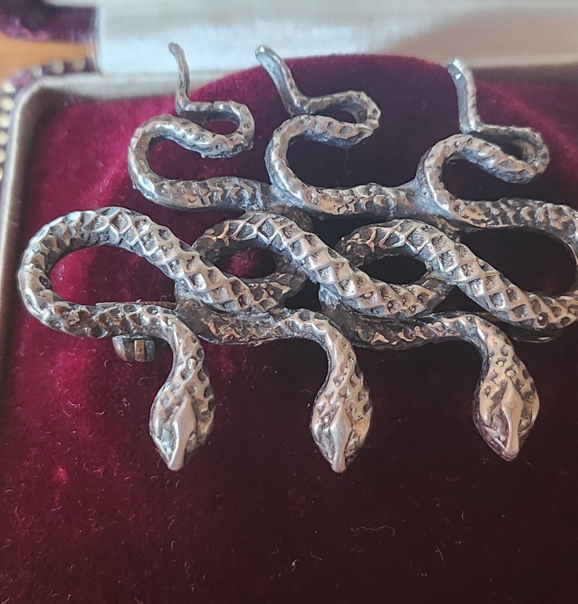 Broche Serpent En Argent 20 Eme Siecle-photo-2