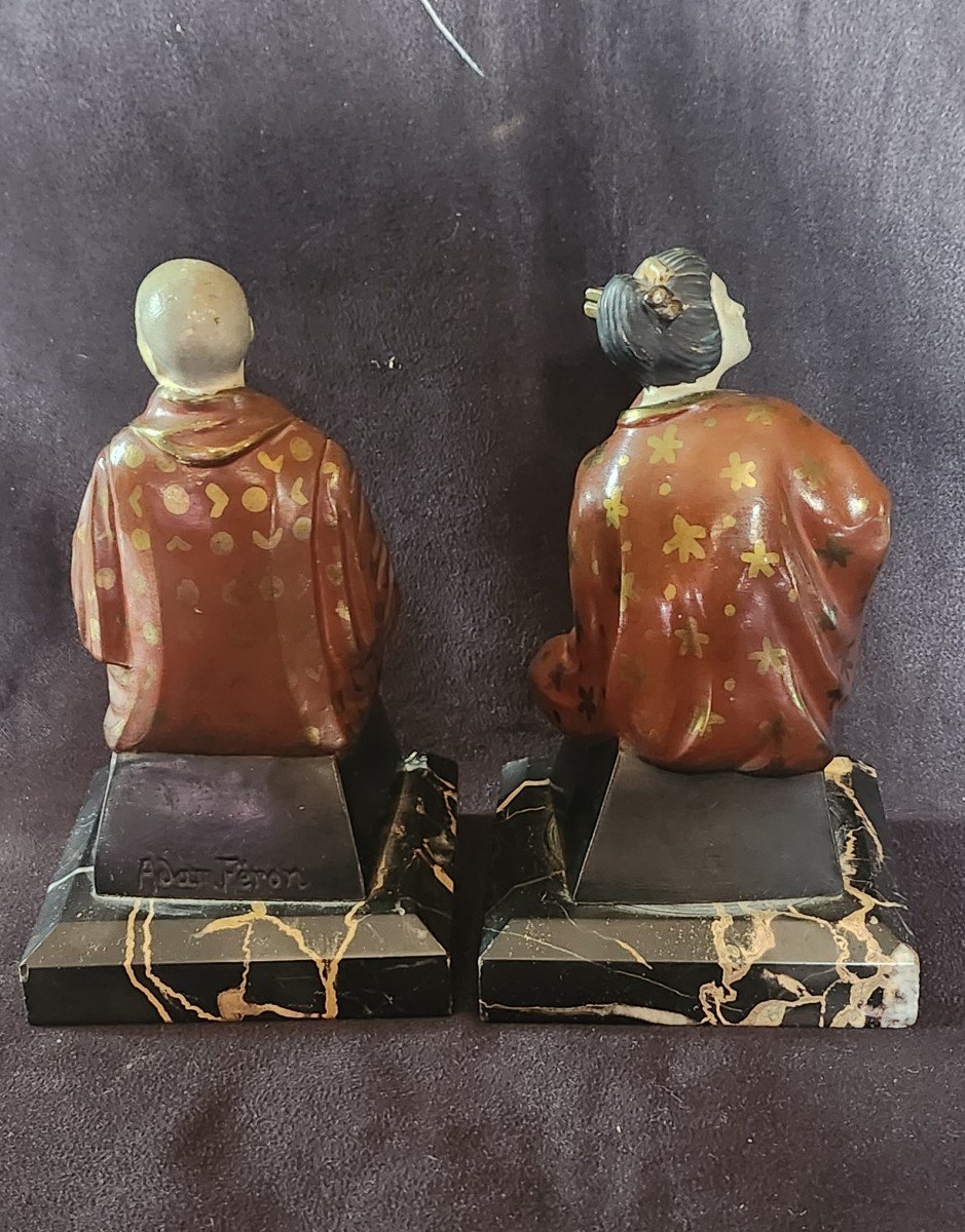 Adam Feron Japanese Couple Art Deco Bookend-photo-3