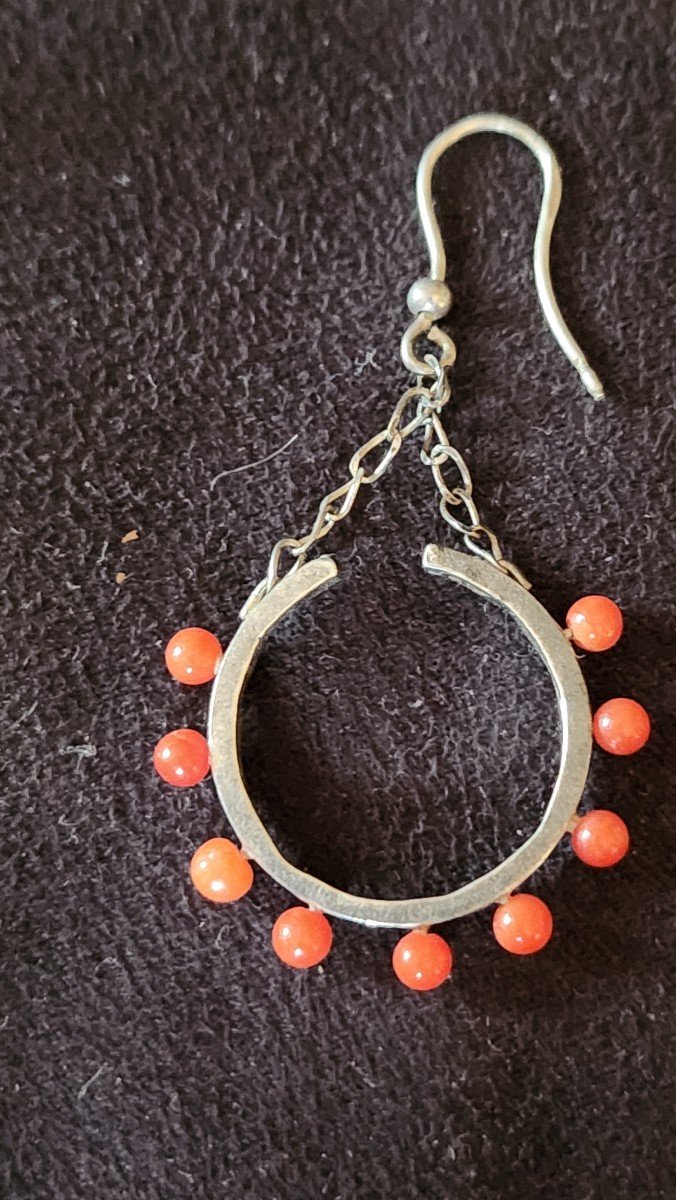 Boucle D Oreille En Argent Et Corail-photo-2