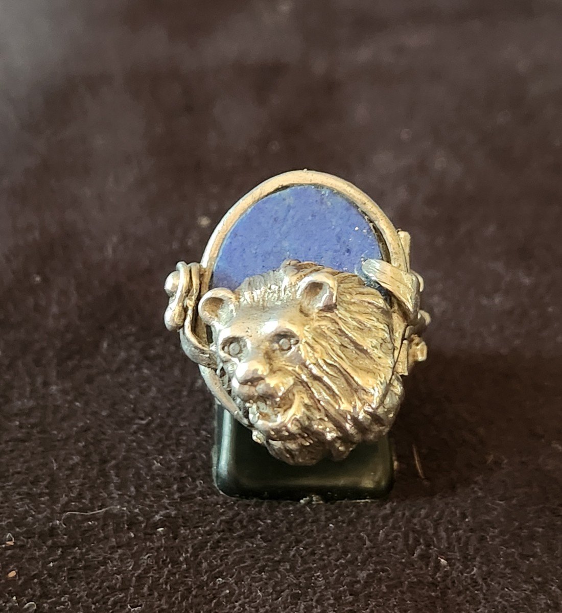 Bague à Poison En Argent Et Lapis Lazuli