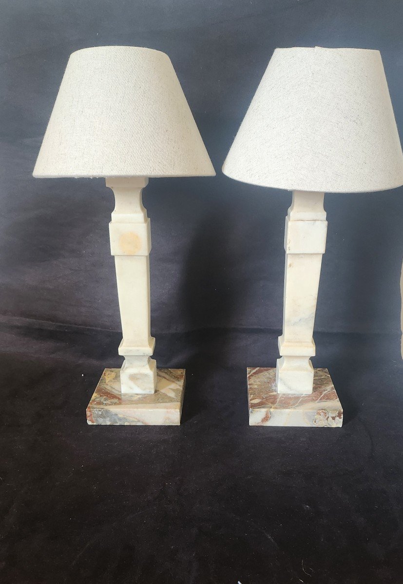 Paire De Lampe En Marbre Art Deco-photo-1