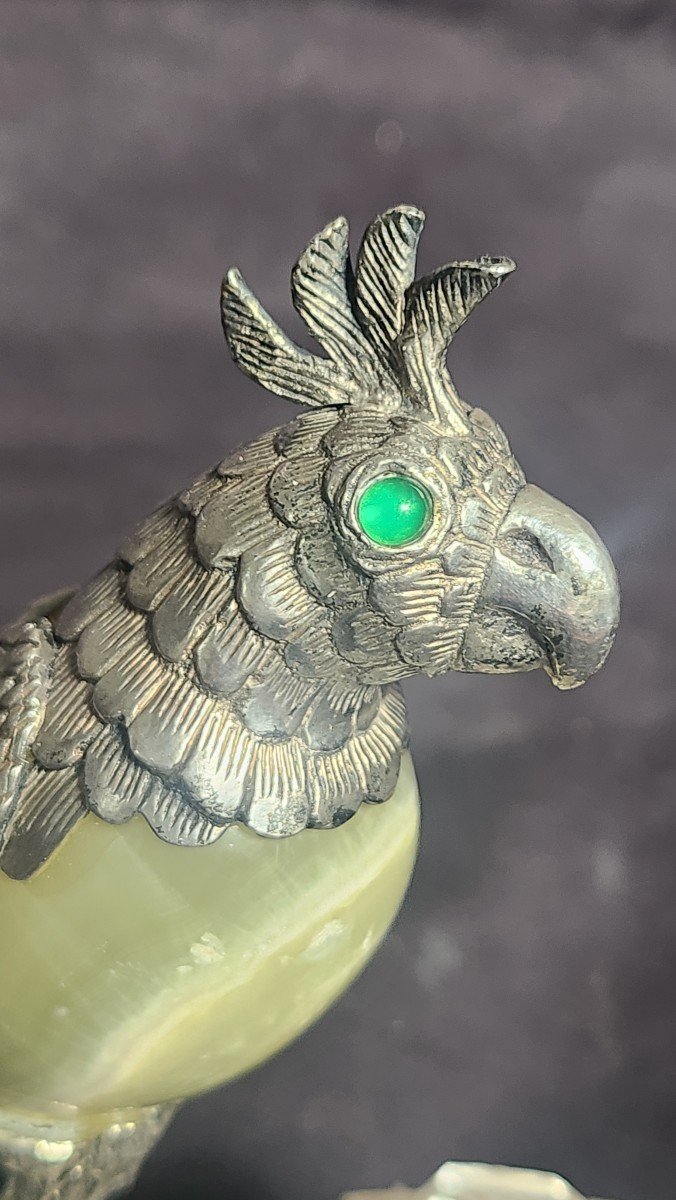 Parakeet In Silver And Stone On A Crystal Rock-photo-4