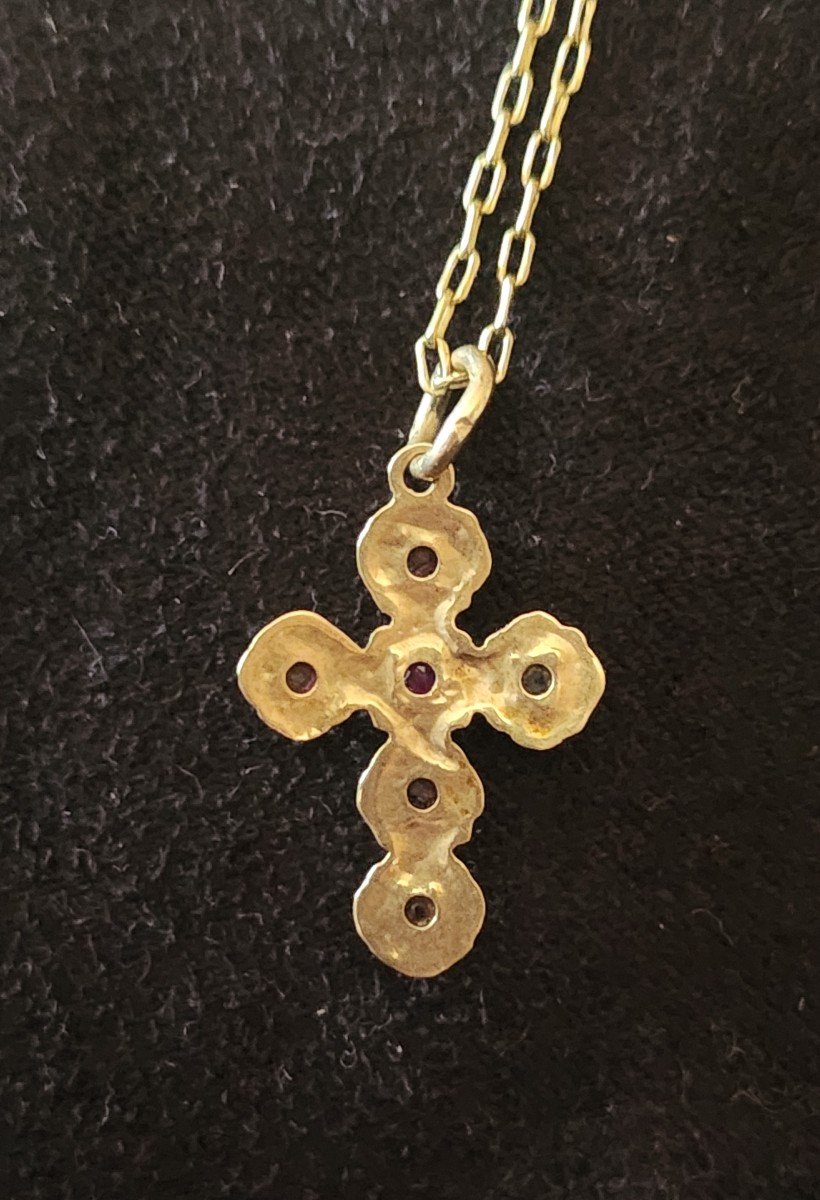 19th Century Gold And Ruby Cross Necklace -photo-3