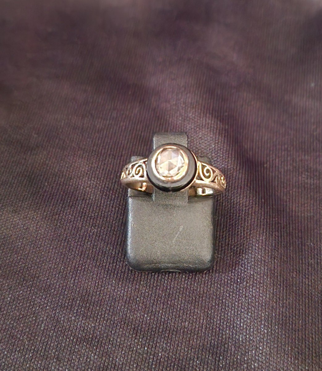 19th Century Gold, Onyx And Diamond Ring -photo-3