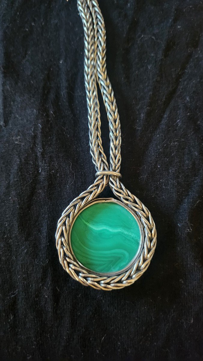 Collier En Argent Et Malachite-photo-4