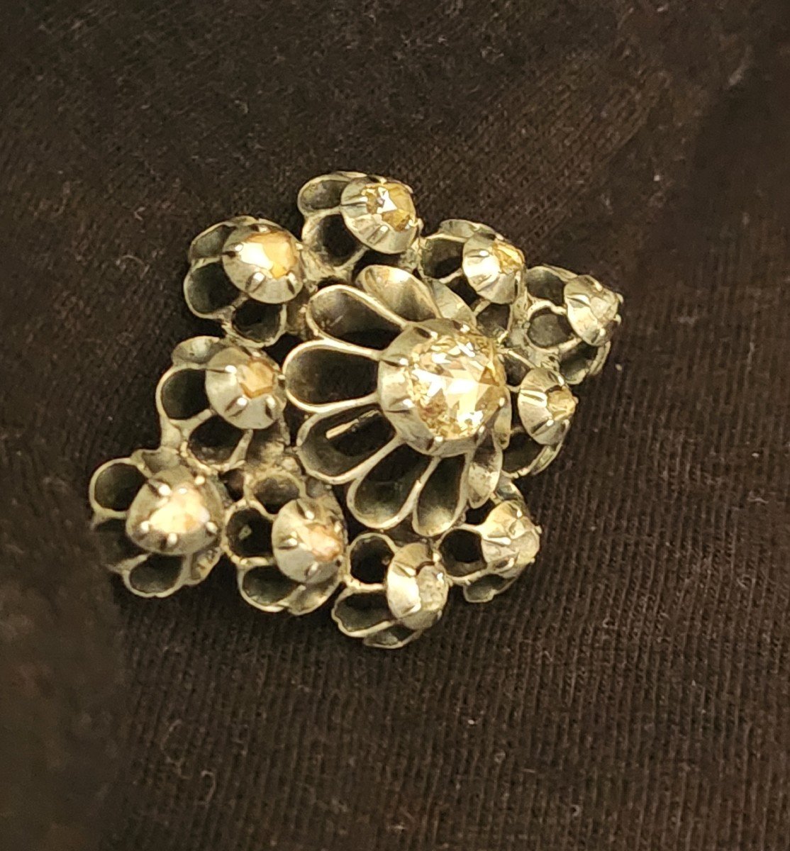 Broche Argent Et Diamant Fin 18 ème Siècle -photo-1