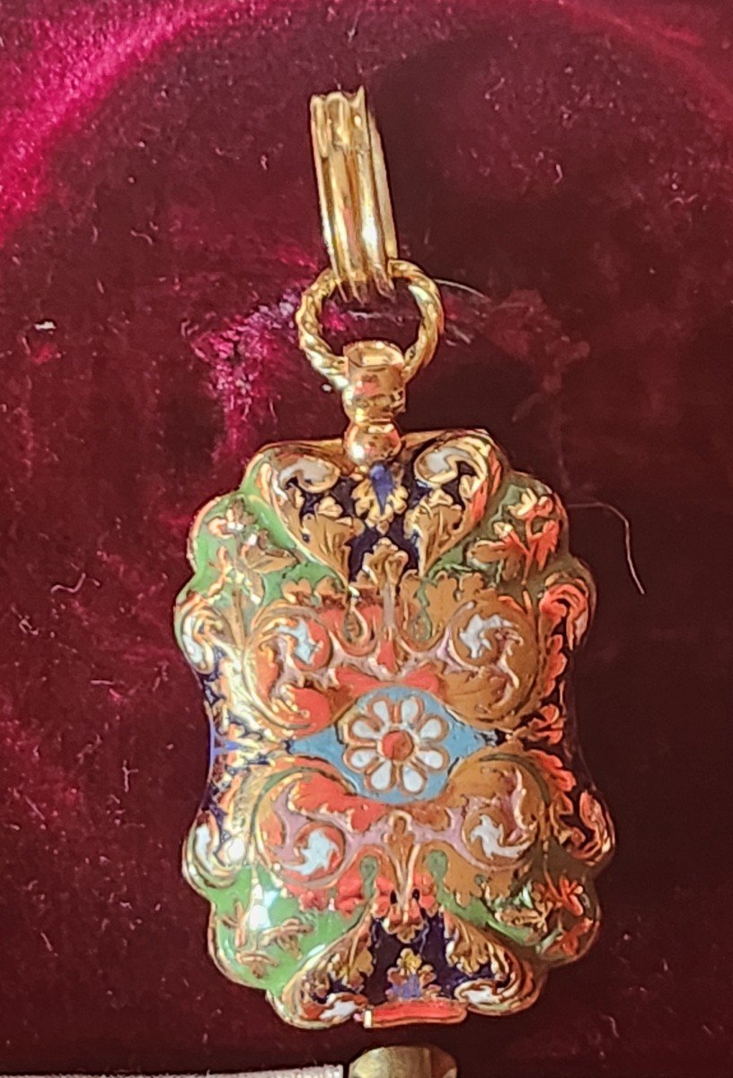 Vinaigrette Pendant In Gold And Enamel, Early 19th Century -photo-2