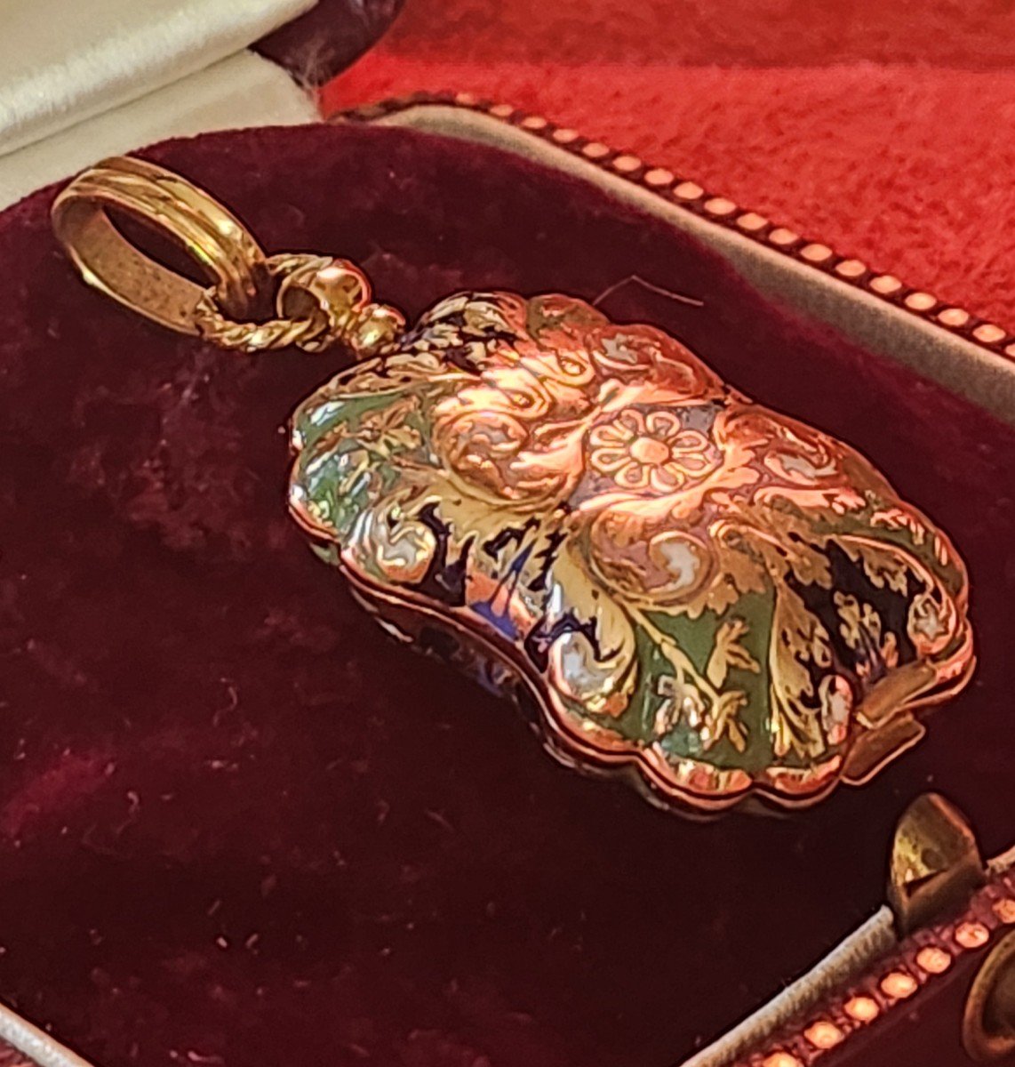 Vinaigrette Pendant In Gold And Enamel, Early 19th Century -photo-3