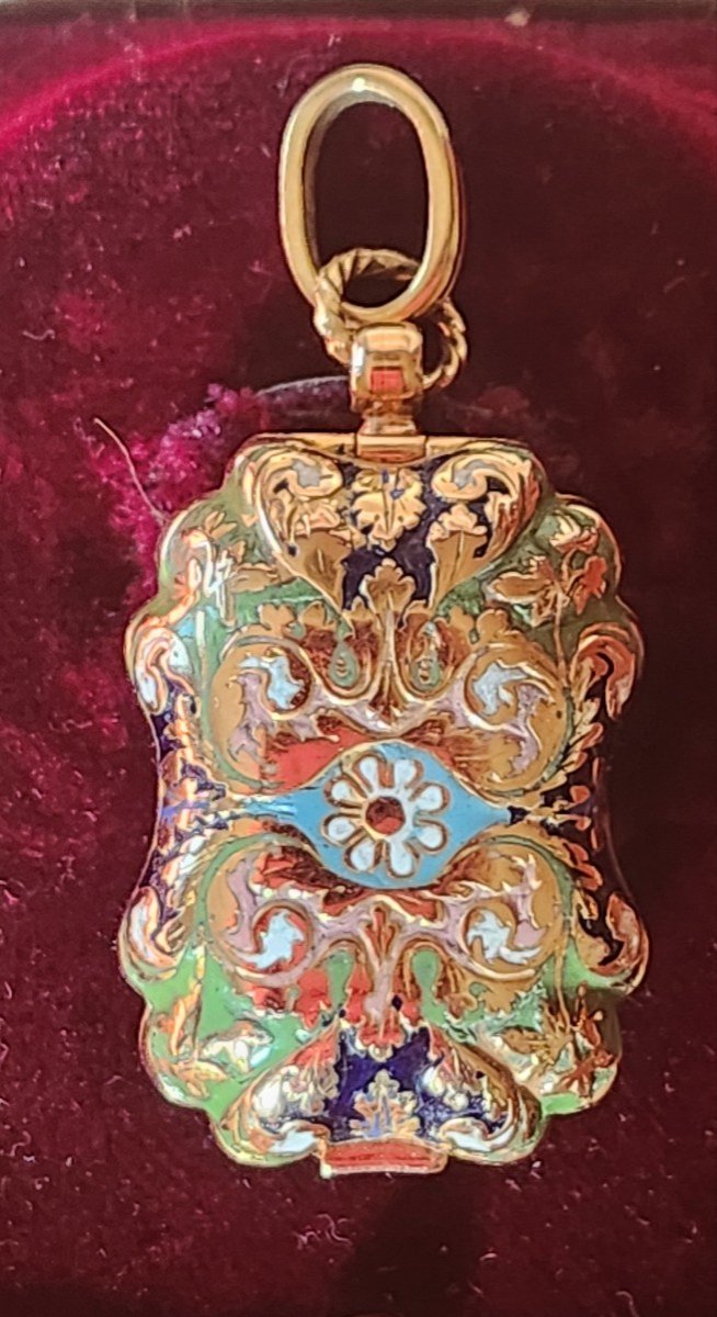 Vinaigrette Pendant In Gold And Enamel, Early 19th Century 