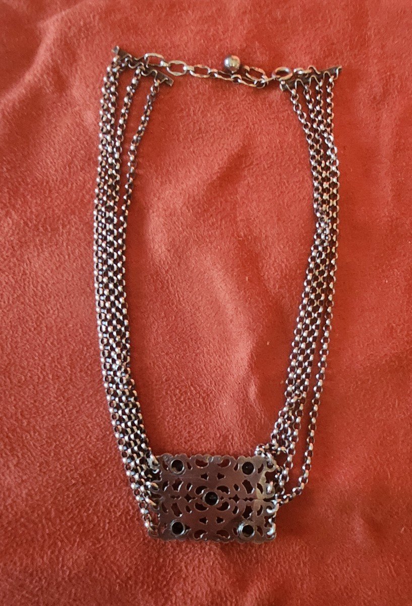 19th Century Silver And Garnet Necklace -photo-1