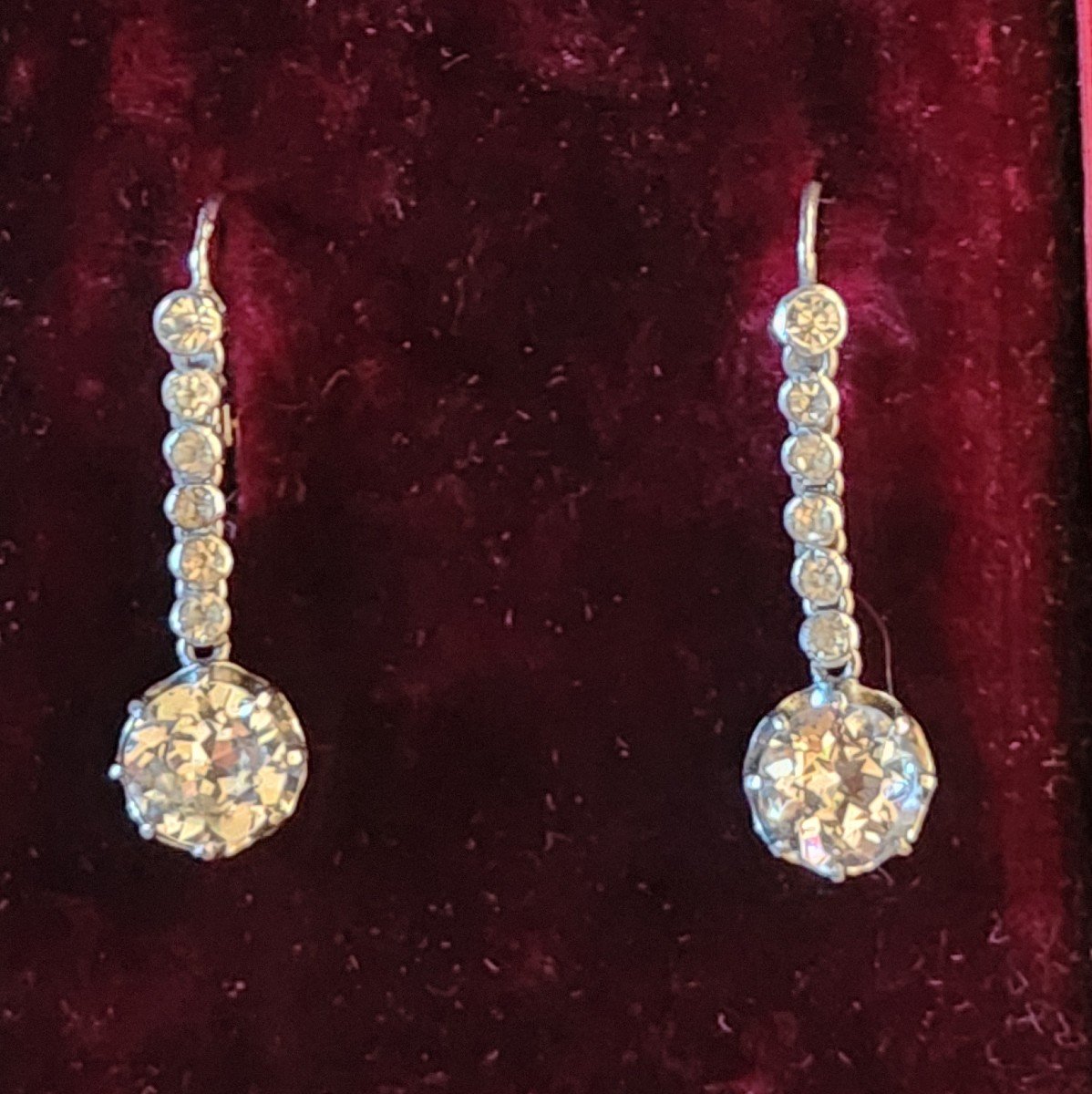 Silver And Crystal Pendant Earring Circa 1920