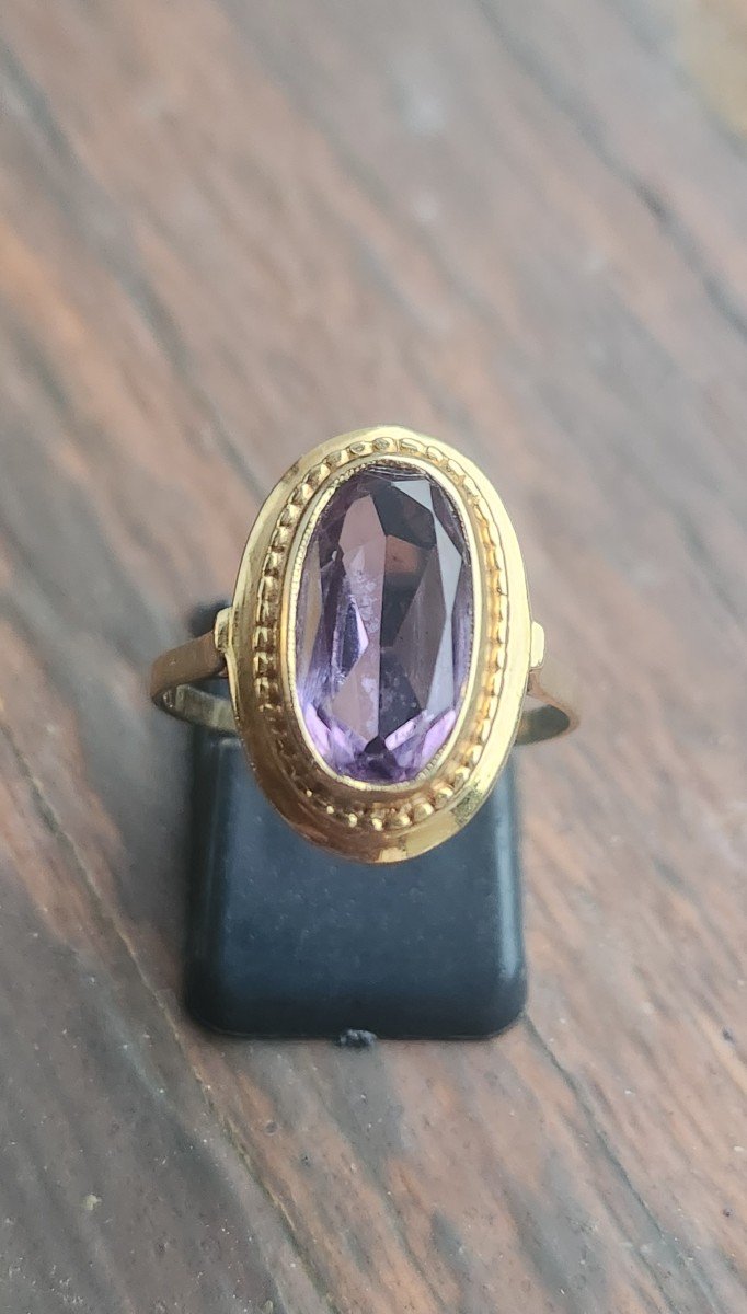 Bague marquise en or et améthyste 19 ème 