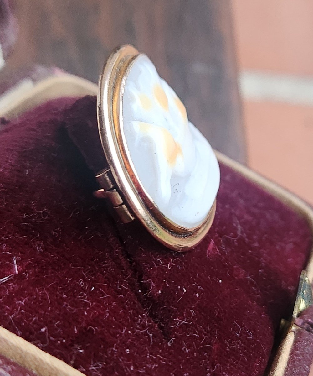 19th Century Gold And Chalcedony Cameo Brooch -photo-3