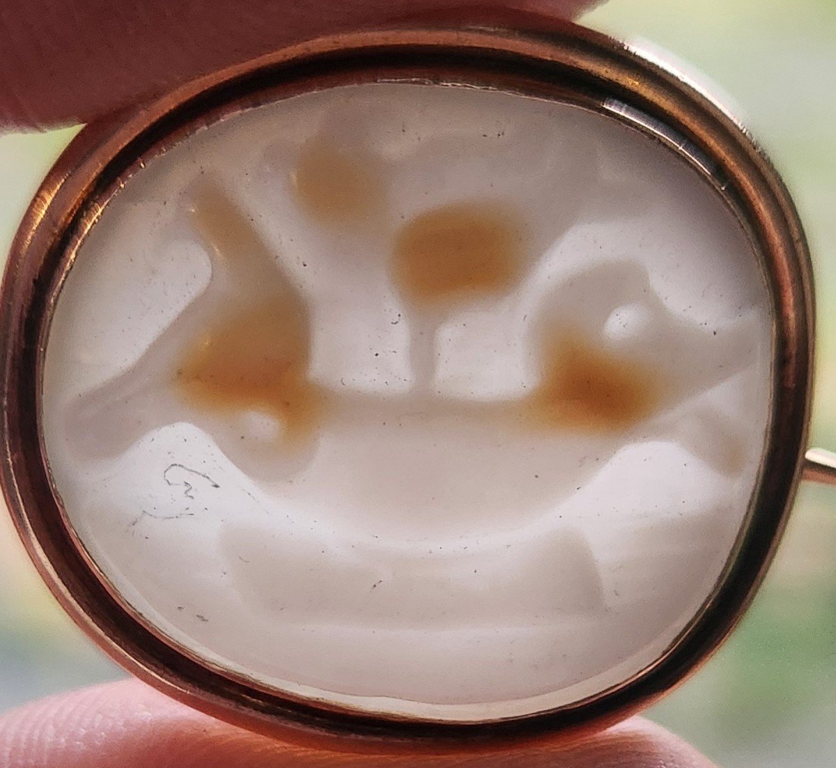 19th Century Gold And Chalcedony Cameo Brooch 