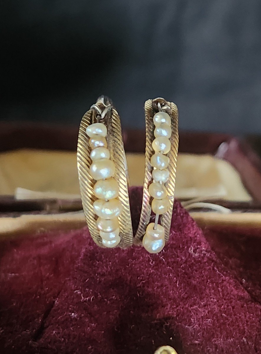 Pair Of 18th Century Silver And Fine Pearl Earrings 