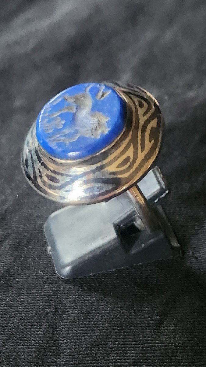 Silver And Lapis Lazuli Intaglio Ring-photo-3