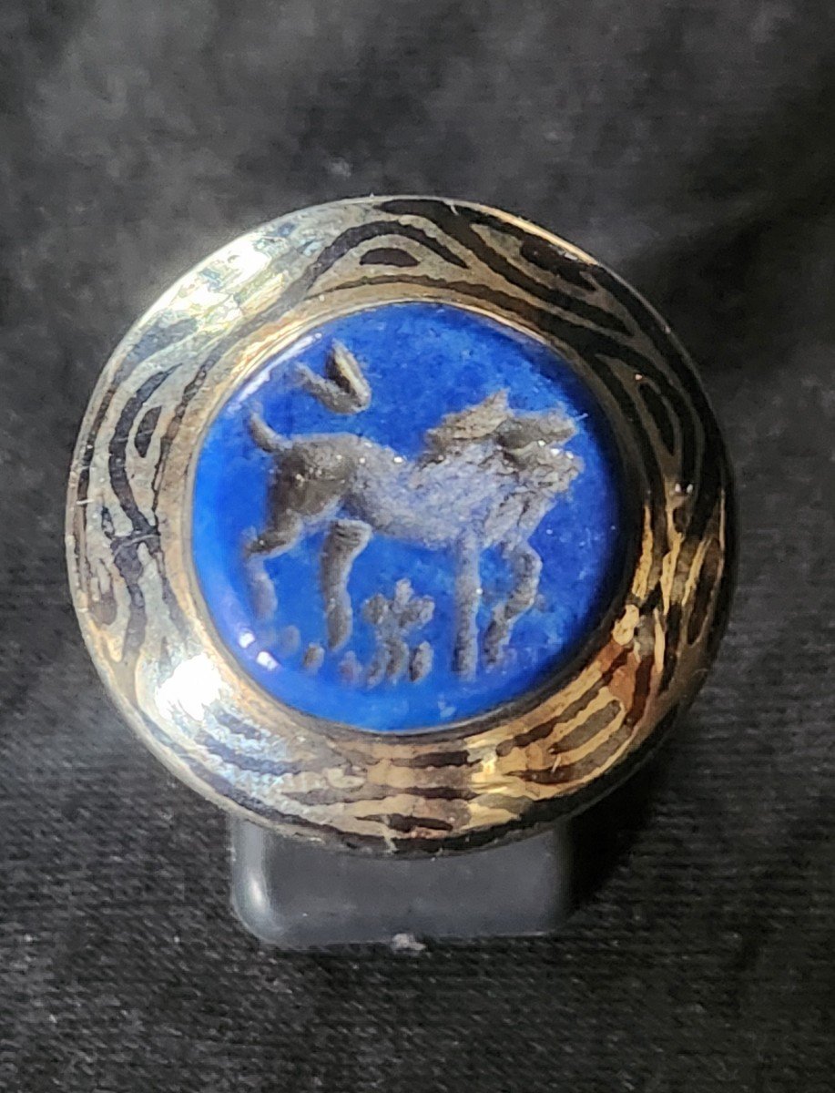 Silver And Lapis Lazuli Intaglio Ring