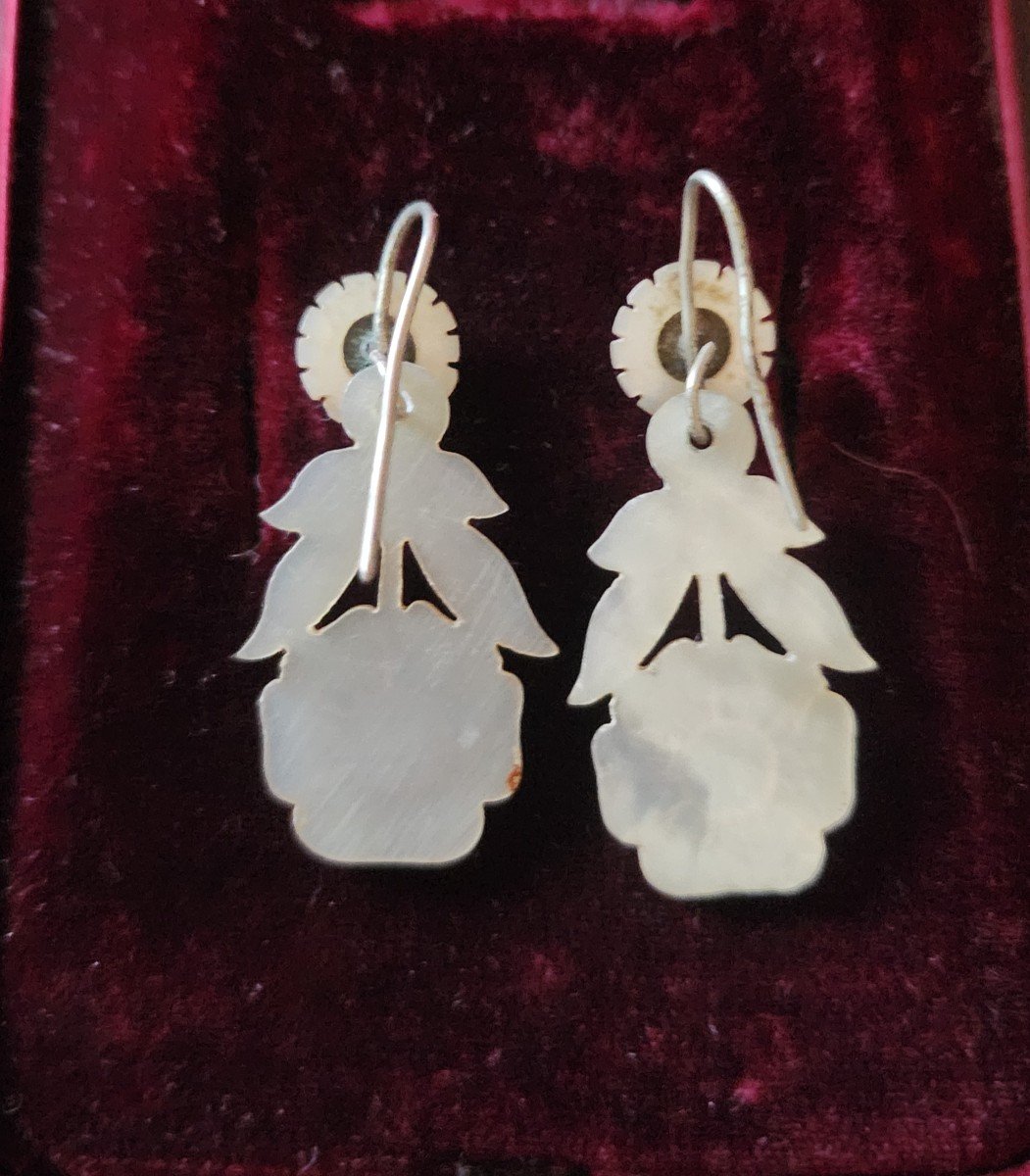 19th Century Carved Mother-of-pearl Earrings -photo-3