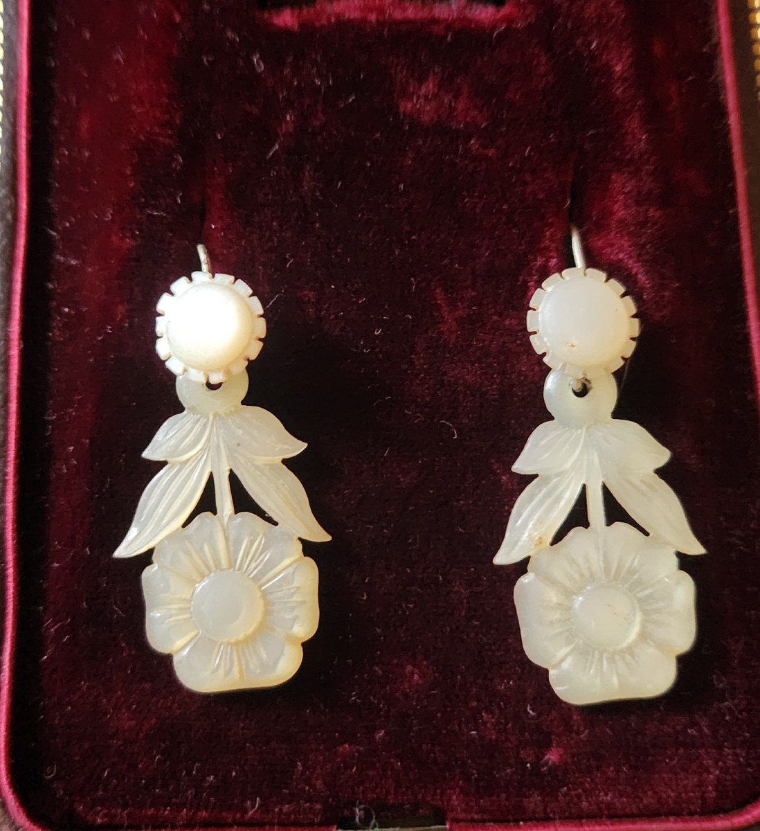 19th Century Carved Mother-of-pearl Earrings 